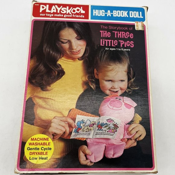 Vtg 1974 Playskool Soft Three Little Pigs Pink Hug a Book Doll-NWOT-Original Box - Picture 1 of 9